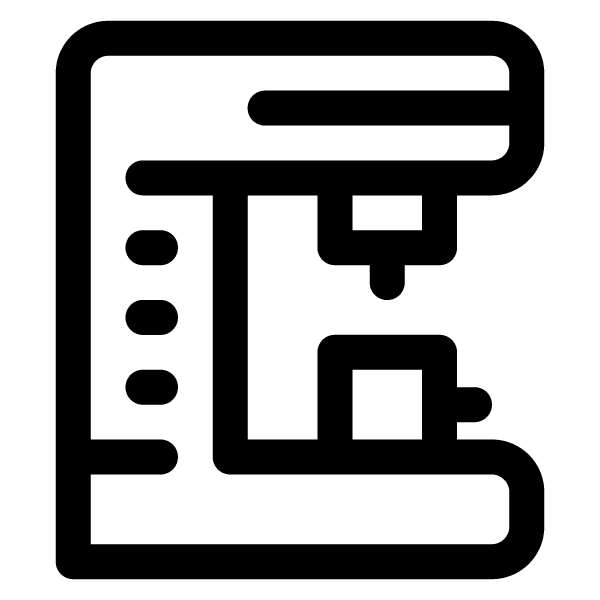 Icon of a stylized coffee machine.